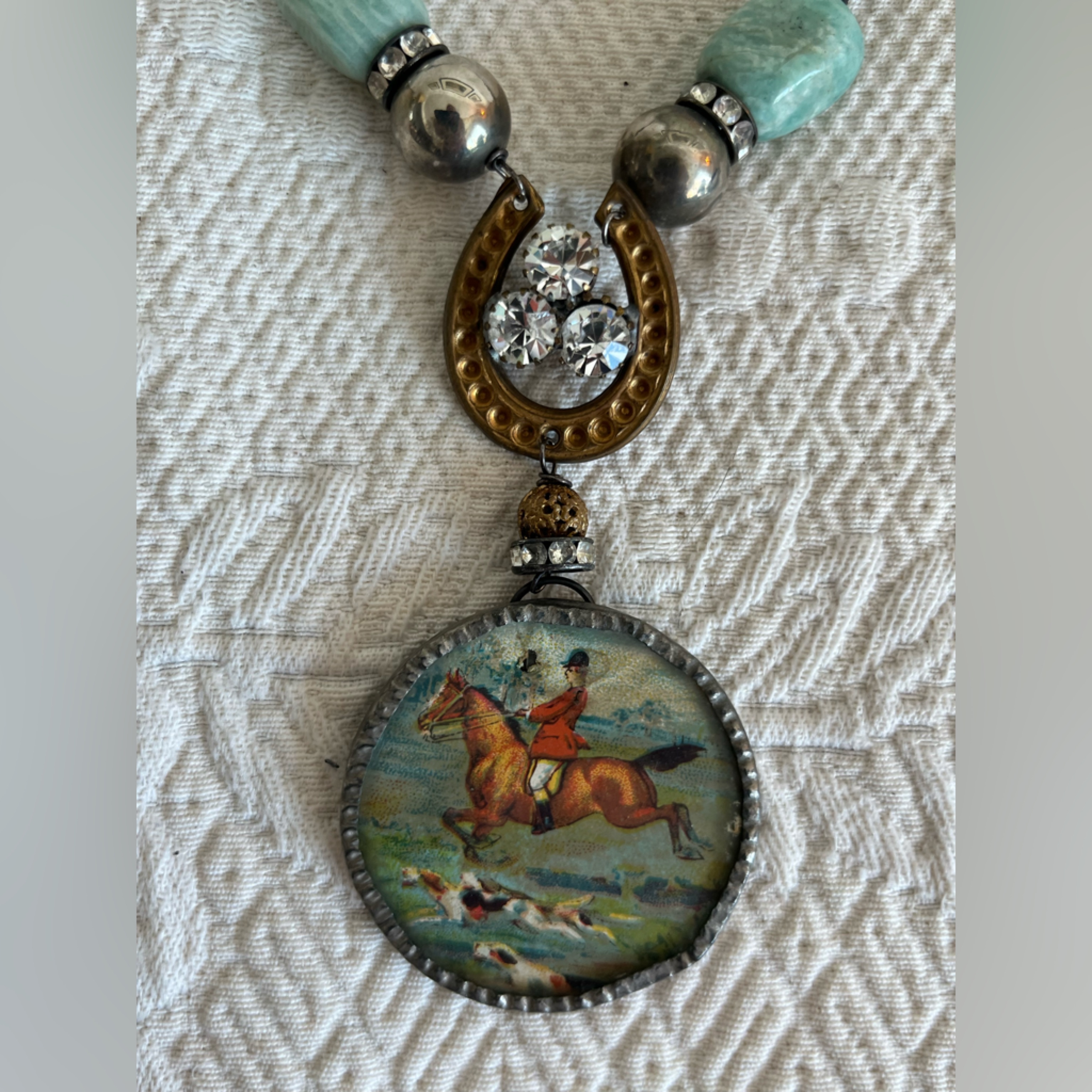 Horse Equestrian Necklace Vintage Assemblage Handmade By Etsy Artist Nwot